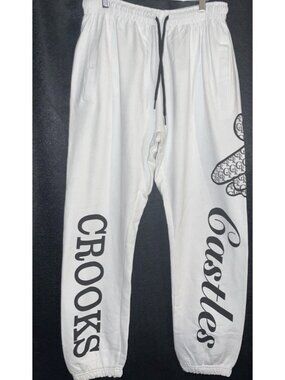 Crooks & Castles White Medium Sweat Pants NEW